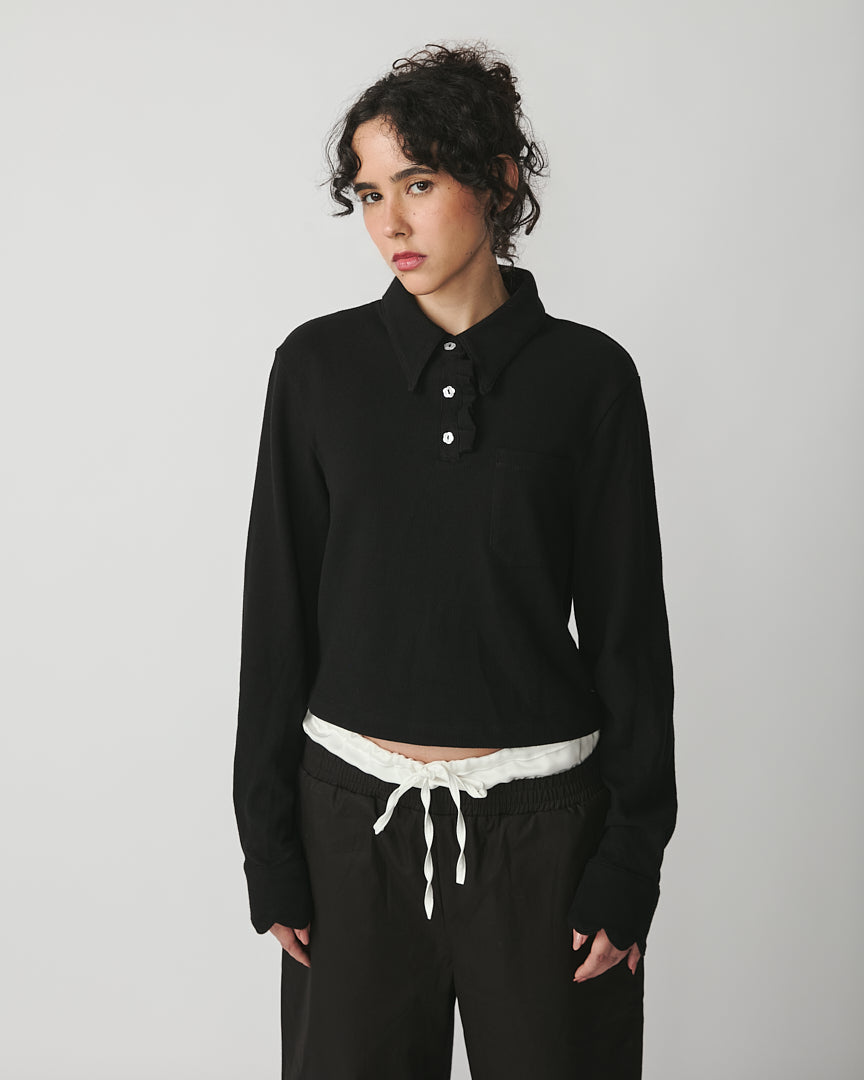 Polo Leoni manga longa preto