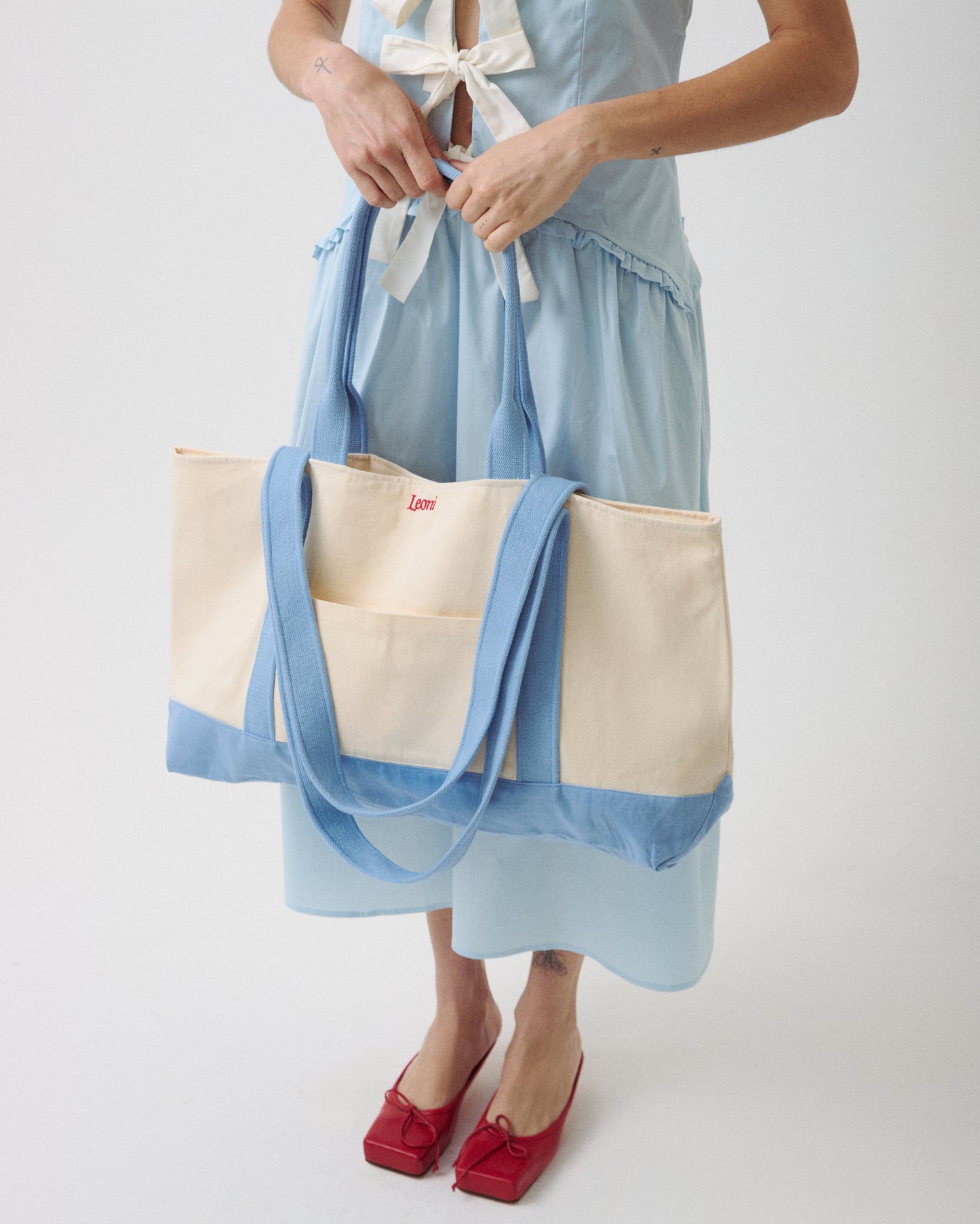 Bolsa Leoni off-white/azul