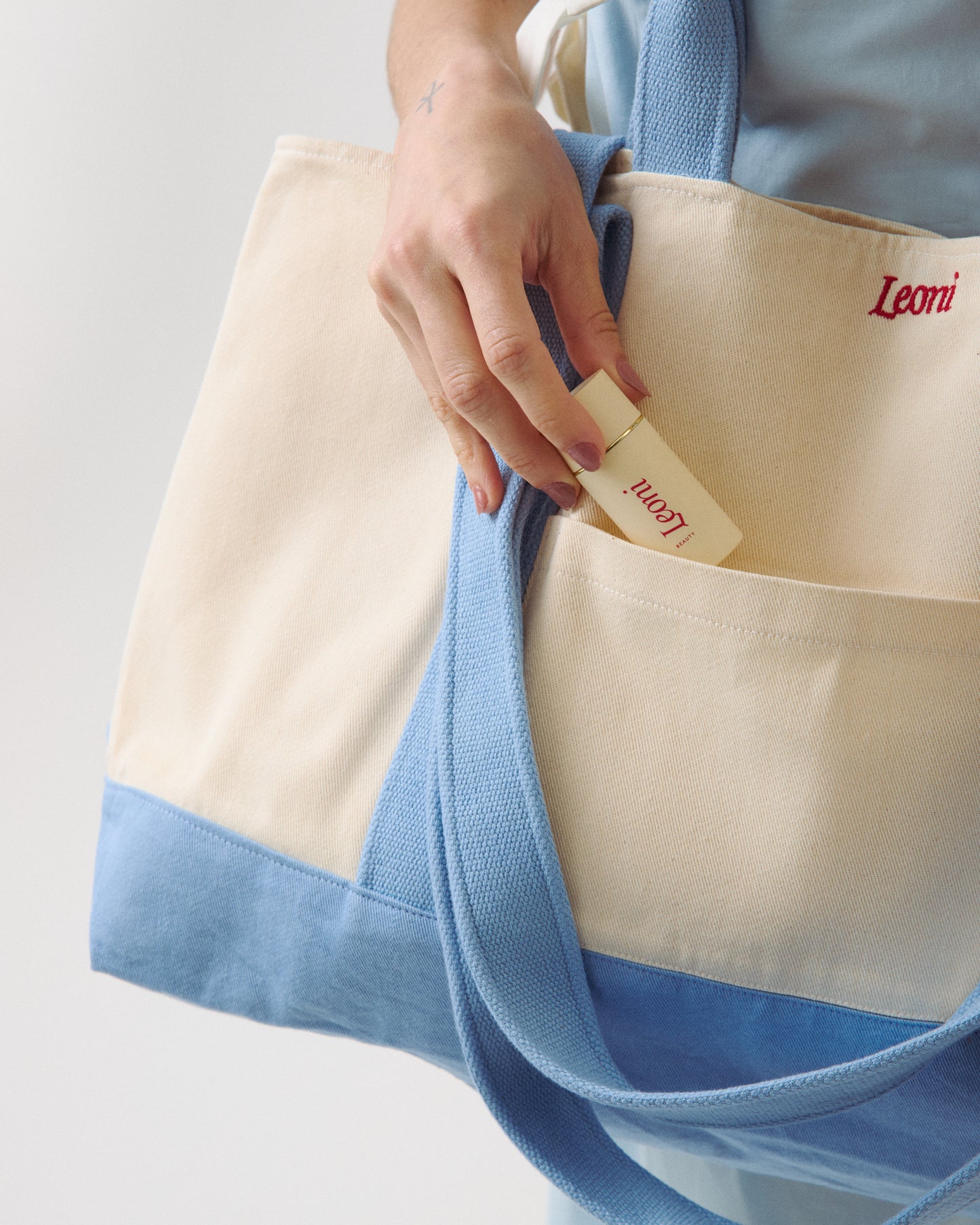 Bolsa Leoni off-white/azul