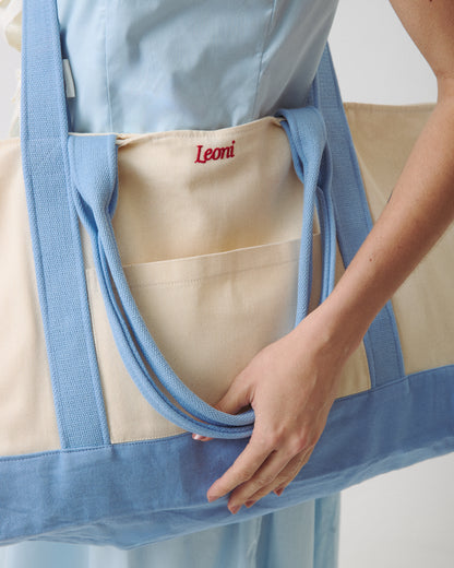 Bolsa Leoni off-white/azul