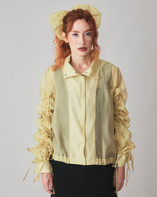 Jaqueta Tule Audre Amarelo — frente