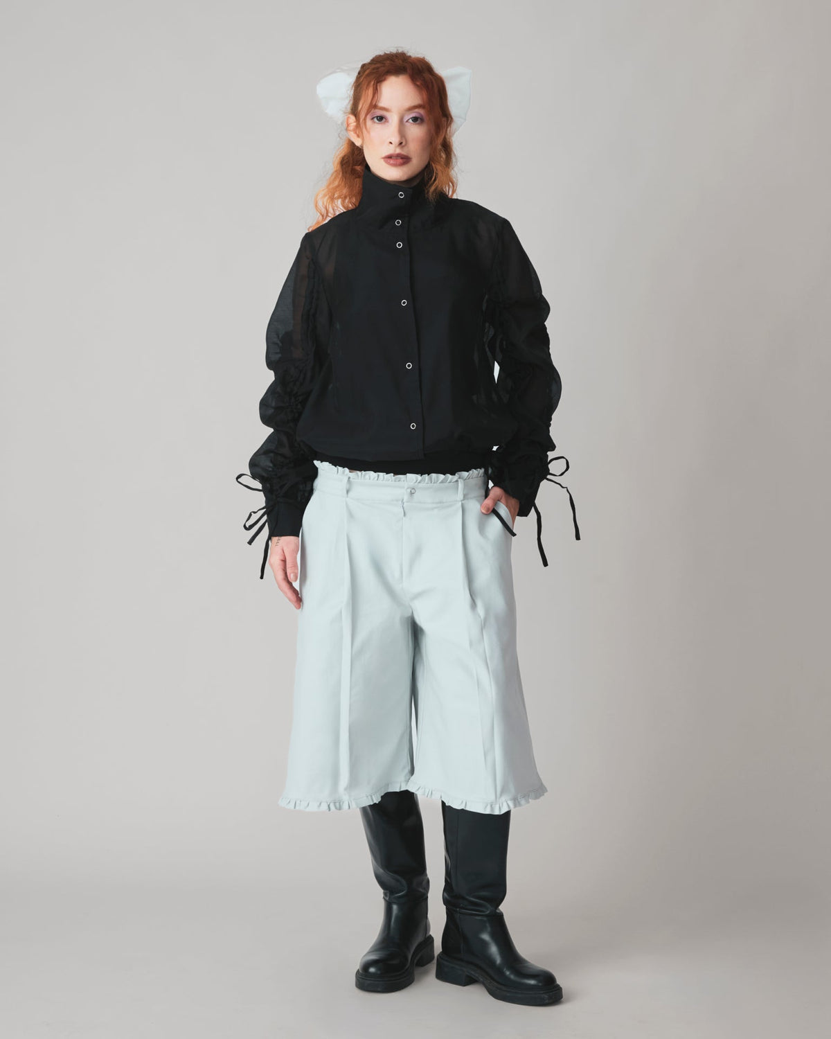 Jaqueta Tule Audre Preto — look frente