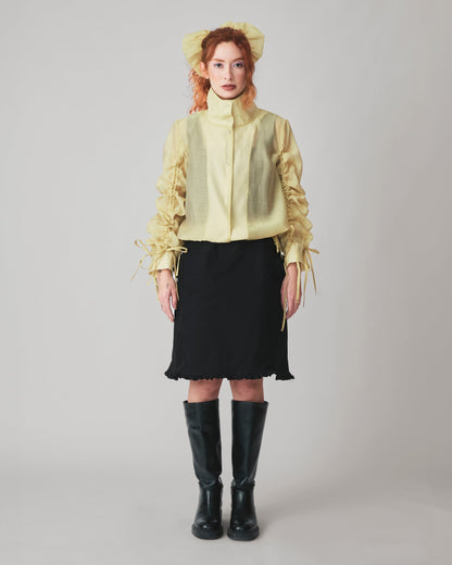 Jaqueta Tule Audre Amarelo — look frente